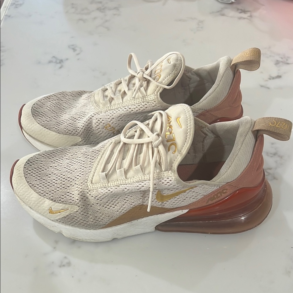 Nike Air Max 27c Beige and Gold Sneakers
